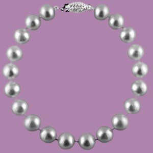 11-11.5MM Silver CFWP Pearl Rhodium over Sterling Silver line Bracelet